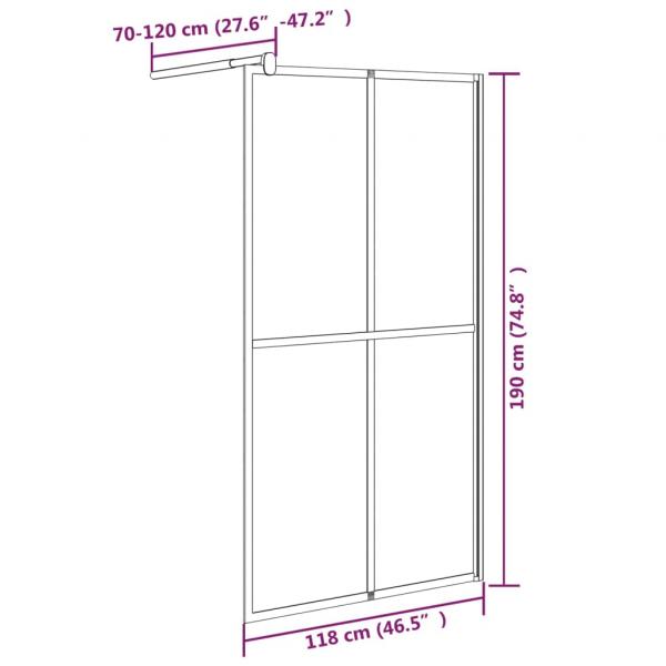 Duschwand für Walk-in Dusche 118x190 cm Dunkles Sicherheitsglas 