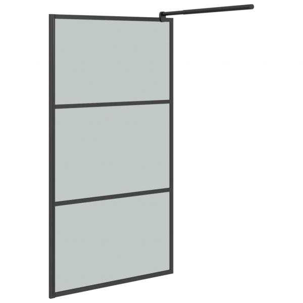 Duschwand für Walk-In Dusche 100x195 cm Dunkel ESG Glas Schwarz