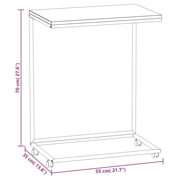 Beistelltisch mit Rollen Schwarz 55x35x70 cm Holzwerkstoff