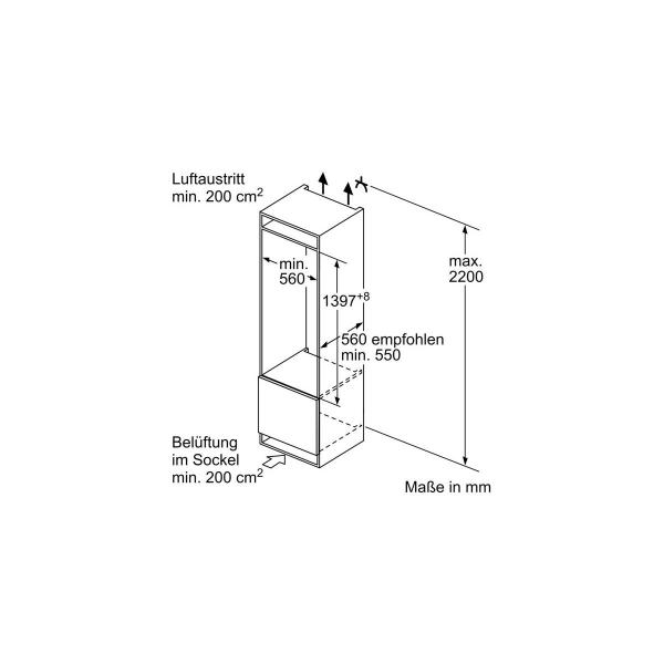 Bosch KIL52ADE0 Einbau-Kühlschrank, Nischenhöhe: 140cm, 228l, Festtürtechnik, VarioShelf, SuperKühlen