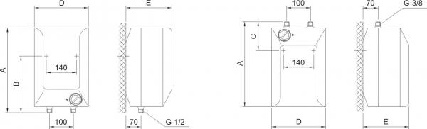 Gorenje TEGS 10 U Warmwasserspeicher (drucklos), 9,9 L, EEK: A, 2 kW, Frostschutz, weiß