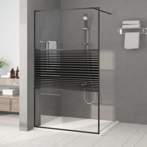 ARDEBO.de - Duschwand für Begehbare Dusche Schwarz 115x195 cm ESG-Glas Klar