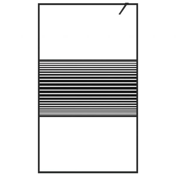 Duschwand für Begehbare Dusche Schwarz 115x195 cm ESG-Glas Klar