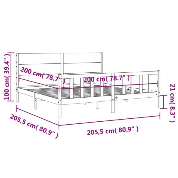 Massivholzbett mit Kopfteil Schwarz 200x200 cm