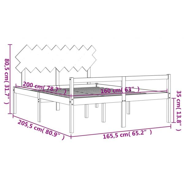 Seniorenbett mit Kopfteil 160x200 cm Weiß Massivholz