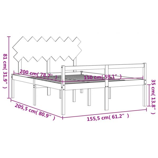 Seniorenbett mit Kopfteil Weiß Kingsize Massivholz