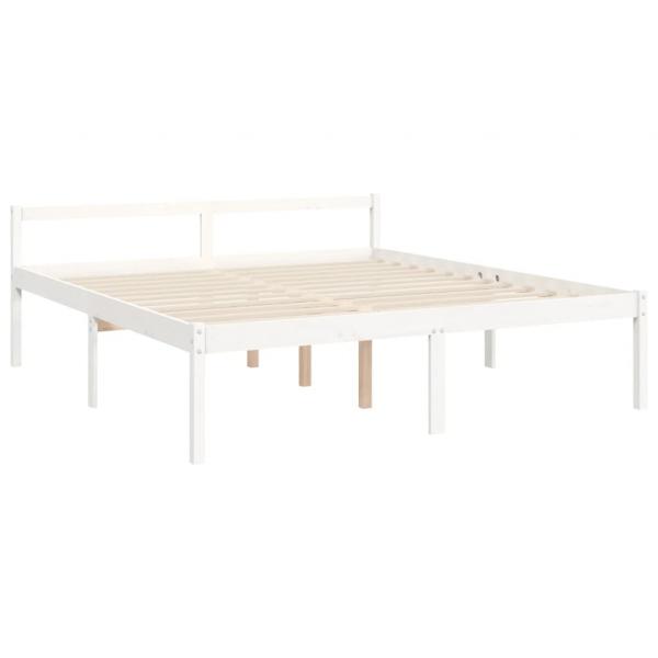 Seniorenbett mit Kopfteil Weiß Super Kingsize Massivholz