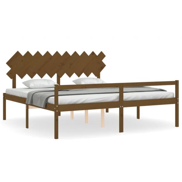 Seniorenbett mit Kopfteil 200x200 cm Honigbraun Massivholz