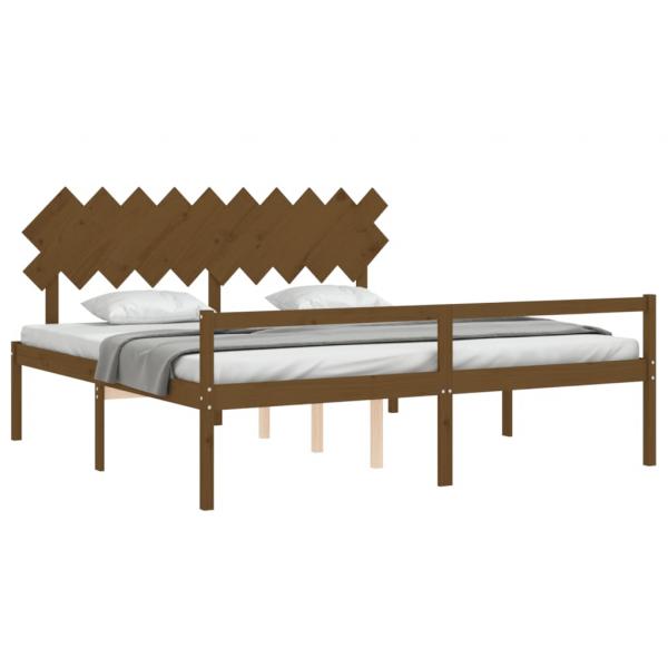 Seniorenbett mit Kopfteil 200x200 cm Honigbraun Massivholz