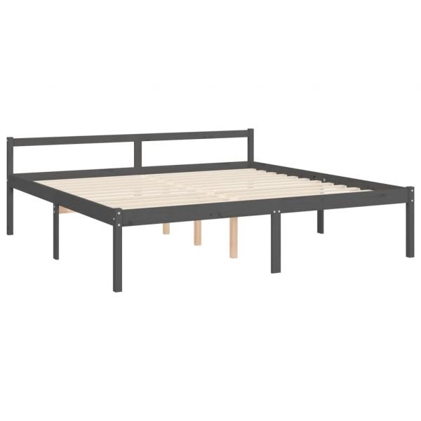 Seniorenbett mit Kopfteil 200x200 cm Grau Massivholz