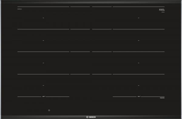 Bosch PXY875DC1E Autarkes Induktionskochfeld, Glaskeramik, 80 cm breit, Edelstahl-Rahmen, Sensor-Tasten