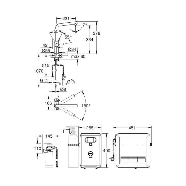 GROHE Blue Professional StarterKit, L-Auslauf, Bluetooth/WIFI, chrom (31347003)