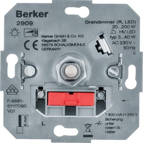 ARDEBO.de Berker 2909 Drehdimmer, R, LED, Lichtsteuerung