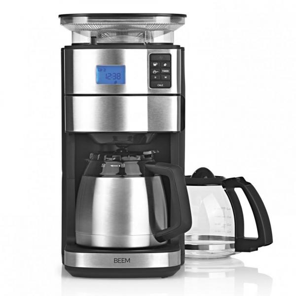 ARDEBO.de BEEM Fresh-Aroma-Perfect II Duo Filter-Kaffeemaschine mit Mahlwerk, 1000W, 125ml, mit Glas- und Isolierkanne, schwarz/Edelstahl (05192)