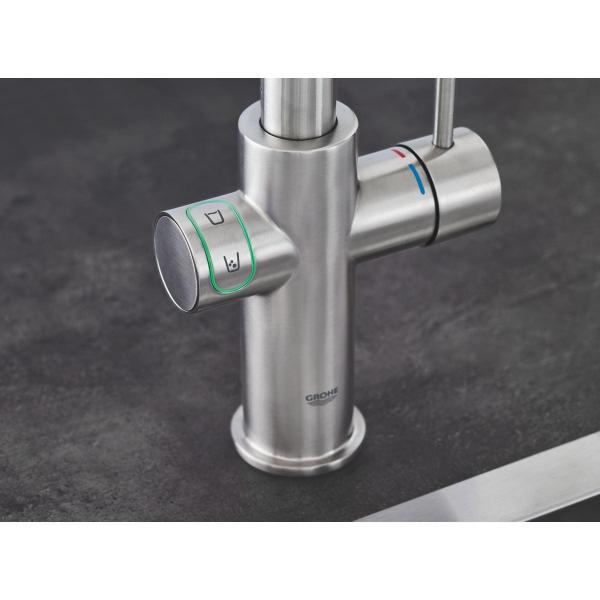 GROHE Blue Home Starter Kit, C-Auslauf, bis 150° schwenkbar, supersteel (31455DC1)