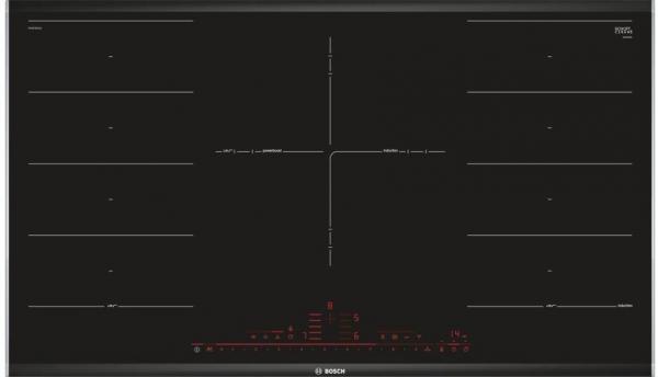 ARDEBO.de Bosch PXV975DV1E Serie 8 Induktionskochfeld, Glaskeramik, 90 cm breit, Alurahmen, Home Connect, DirectSelect Premium