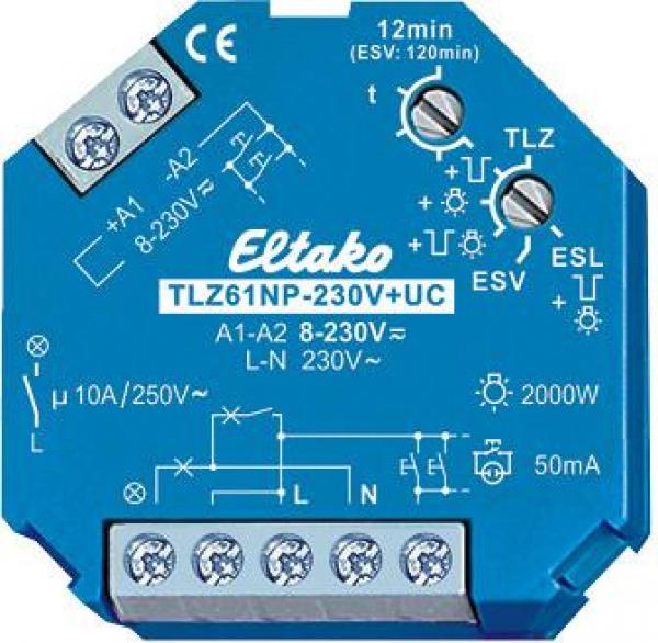 ARDEBO.de Eltako TLZ61NP-230V+UC Treppenlicht Zeitschalter, 1 Schließer, 10A (61100301)