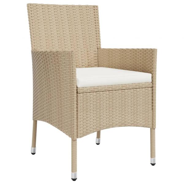 3-tlg. Garten-Essgruppe mit Kissen Beige Poly Rattan