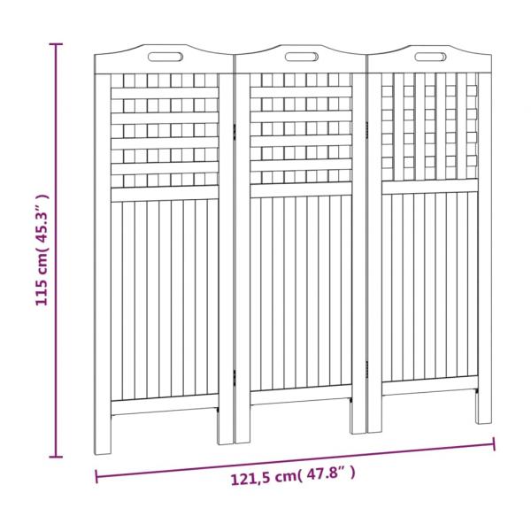 3-tlg. Paravent 121,5x2x115 cm Massivholz Akazie