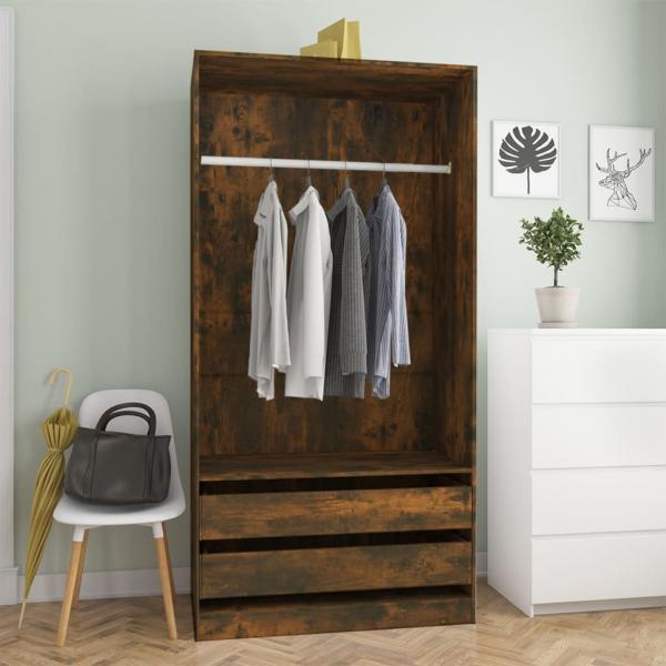 ARDEBO.de - Kleiderschrank Räuchereiche 100x50x200 cm Holzwerkstoff