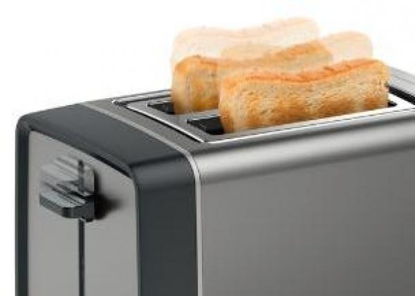 Bosch TAT5P425DE Kompakt Toaster, 970W, 2 Scheiben, DesignLine, Auftau- und Aufwärmfunktion, Gleichmäßiges Röstbild, Grau