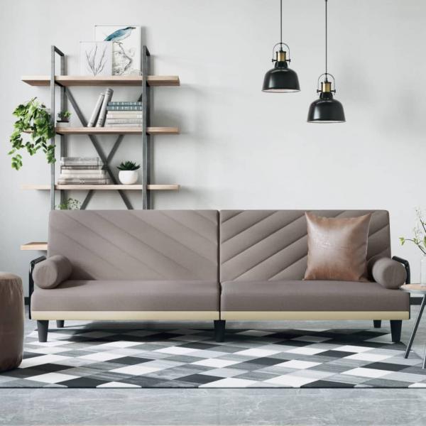 ARDEBO.de - Schlafsofa mit Armlehnen Taupe Stoff