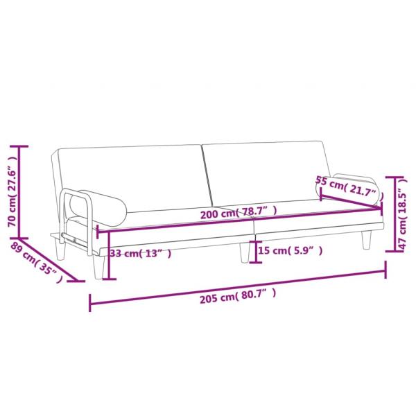 Schlafsofa mit Armlehnen Taupe Stoff