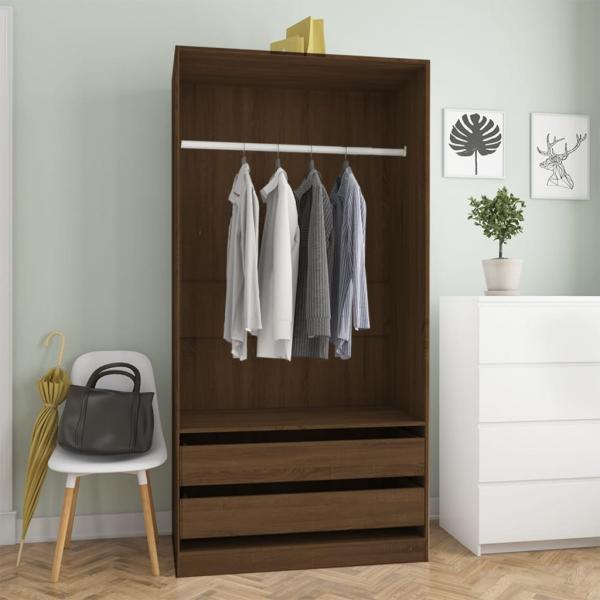 ARDEBO.de - Kleiderschrank Braun Eiche-Optik 100x50x200 cm Holzwerkstoff