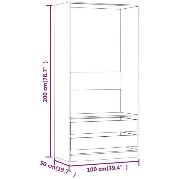 Kleiderschrank Braun Eiche-Optik 100x50x200 cm Holzwerkstoff