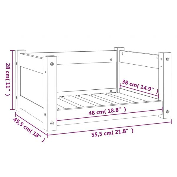 Hundebett Grau 55,5x45,5x28 cm Massivholz Kiefer