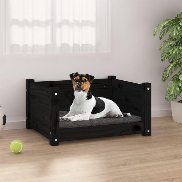 ARDEBO.de - Hundebett Schwarz 55,5x45,5x28 cm Massivholz Kiefer