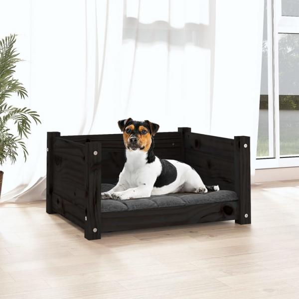 Hundebett Schwarz 55,5x45,5x28 cm Massivholz Kiefer