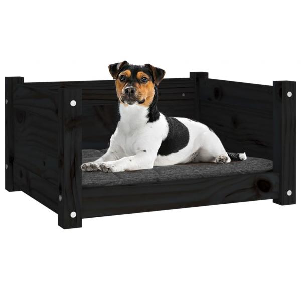 Hundebett Schwarz 55,5x45,5x28 cm Massivholz Kiefer