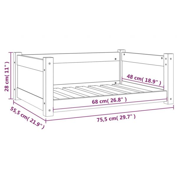 Hundebett Schwarz 75,5x55,5x28 cm Massivholz Kiefer