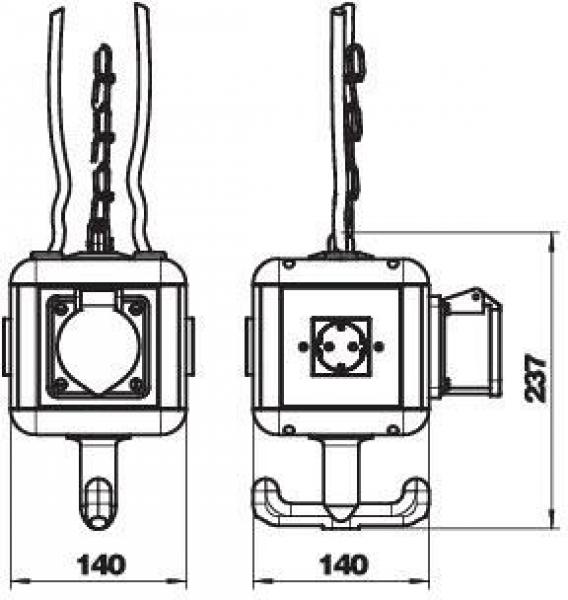 Bettermann VH-4 3SD1C16 Versorgungseinheit, 1 Klemme, 3 Schukos, 1 CEE-Steckdose