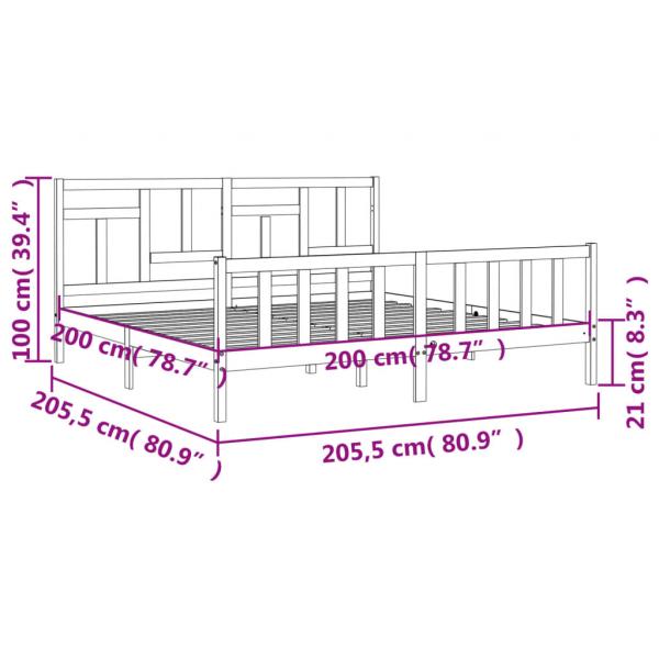 Massivholzbett mit Kopfteil 200x200 cm