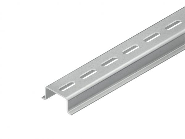 Niedax 2934/2 GL Tragschiene, Hut-Profil, 35x15x2000 mm, gelocht, Stahl, galvanisch ver (Menge: 2 m je Bestelleinheit)