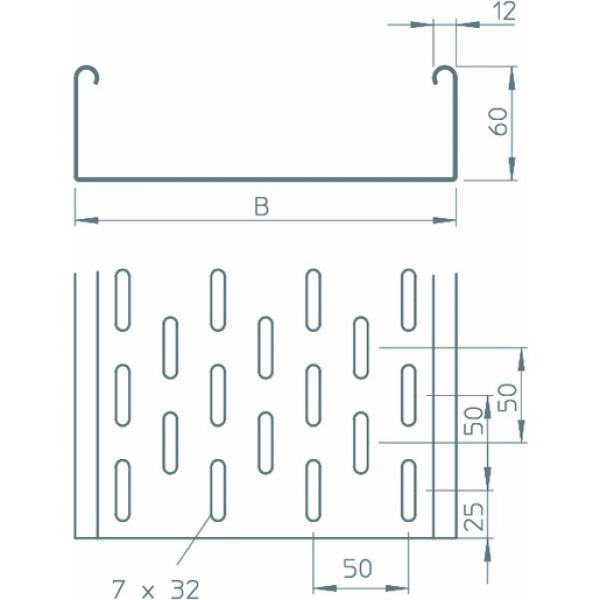 Obo Bettermann MKS 640 FS Kabelrinne MKS gelocht, mit Verbinder-Set 60x400x3000, St, FS (Menge: 3 m je Bestelleinheit)