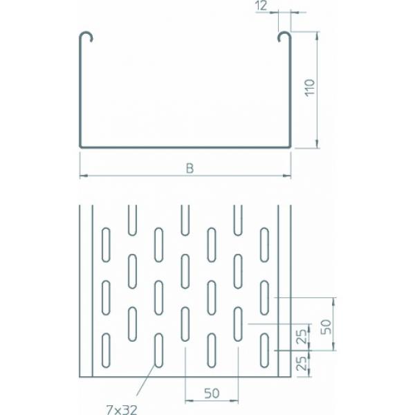 Obo Bettermann MKS 110 FS Kabelrinne MKS gelocht, mit Verbinder 110x100x3000, St, FS (Menge: 3 m je Bestelleinheit)