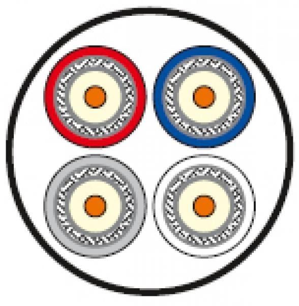 Interkabel AC 400 -100m Trommel 4fach-SATV-Kabel Klasse A+ 4x (1,0/4,6/6,9), > 120 dB, 3-fa (Menge: 100 m je Bestelleinheit)