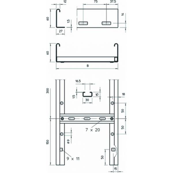 ARDEBO.de - LG 620 VS 3 FT Kabelleiter gelocht, mit VS Sprosse 60x200x3000, St, FT