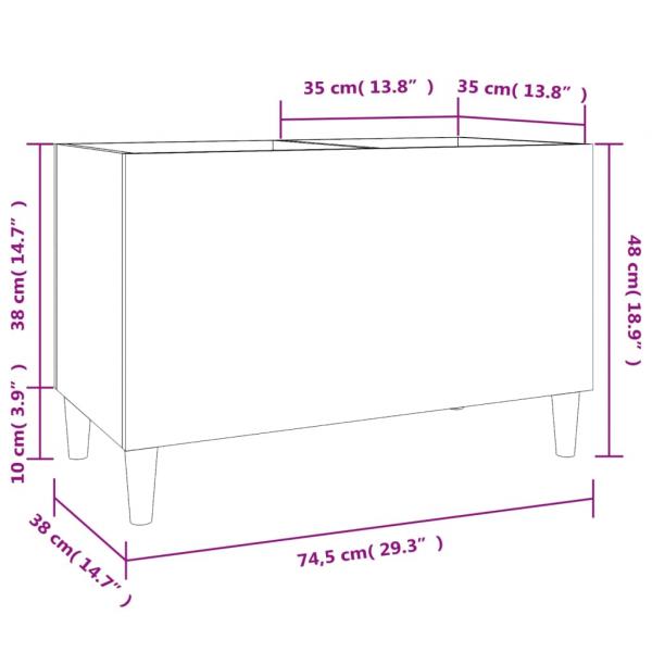 Plattenschrank Schwarz 74,5x38x48 cm Holzwerkstoff