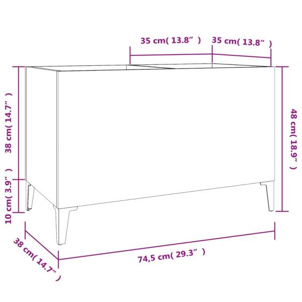 Plattenschrank Hochglanz-Weiß 74,5x38x48 cm Holzwerkstoff