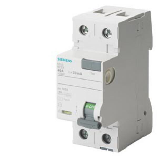 Siemens 5SV3614-6 FI-Schutzschalter, 2-polig, Typ A, In: 40 A, 300 mA, Un AC: 230 V