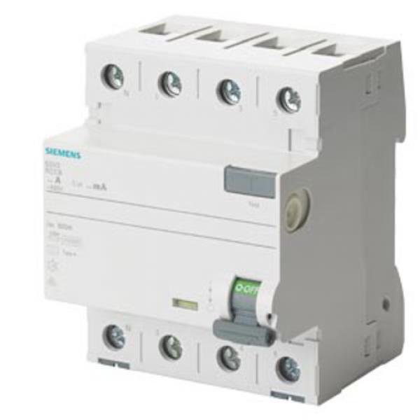 Siemens 5SV3344-6KL FI-Schutzschalter, 4-polig, Typ A, In: 40 A, 30 mA, Un AC: 400 V, N-