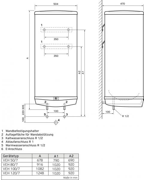 ARDEBO.de - VEH 80/7-3 VAILLANT VEH 80/7-3 ZWEIKREIS-Wandspeicher eloSTOR pro