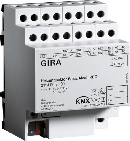 Gira 211400 Heizungsaktor Basic 6f KNX REG