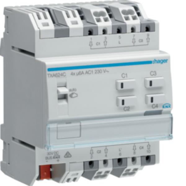 ARDEBO.de - TXA624C Rolll.-/Jalousieaktor 4f KNX easy, 230V