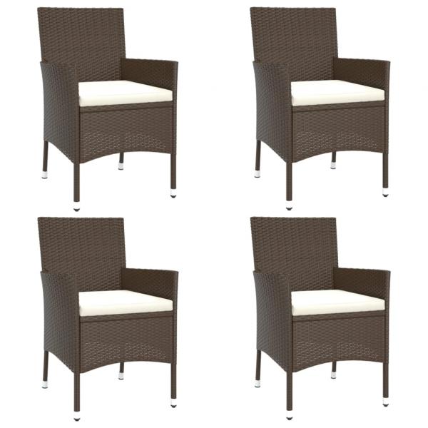 5-tlg. Garten-Bistro-Set mit Kissen Braun Poly Rattan