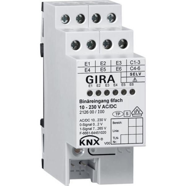 Gira 212600 Binäreing. 6f 10 - 230 V AC/DC KNX REG